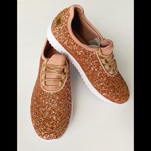 Rose gold tennis shoes